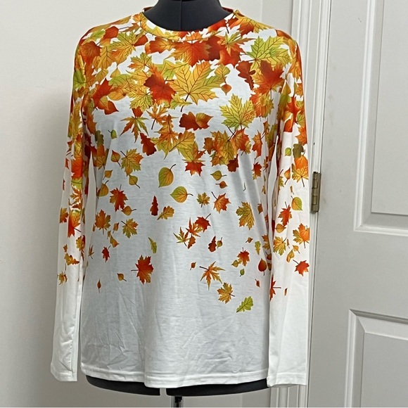 Autumn Leaf Print Women's Top - Picture 6 of 7